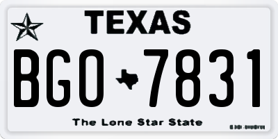 TX license plate BGO7831