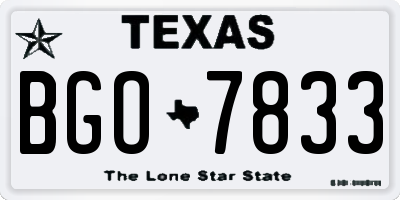 TX license plate BGO7833
