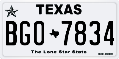 TX license plate BGO7834