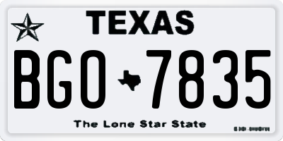 TX license plate BGO7835