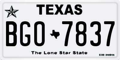 TX license plate BGO7837