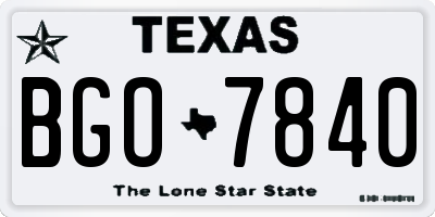 TX license plate BGO7840