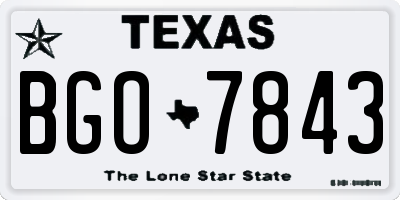 TX license plate BGO7843