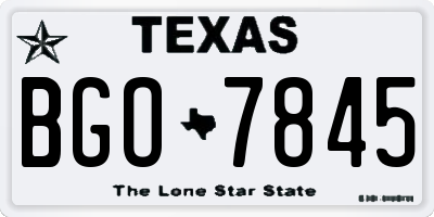 TX license plate BGO7845