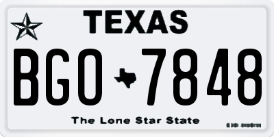 TX license plate BGO7848