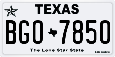 TX license plate BGO7850