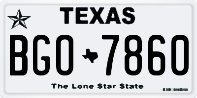 TX license plate BGO7860