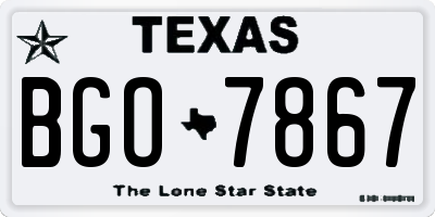 TX license plate BGO7867
