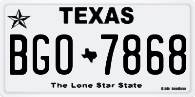 TX license plate BGO7868