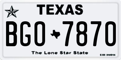 TX license plate BGO7870