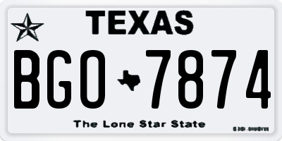 TX license plate BGO7874