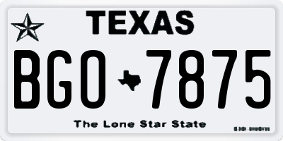 TX license plate BGO7875