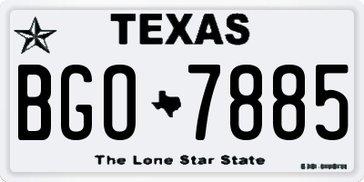 TX license plate BGO7885