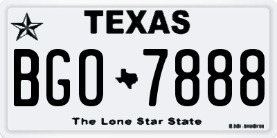 TX license plate BGO7888