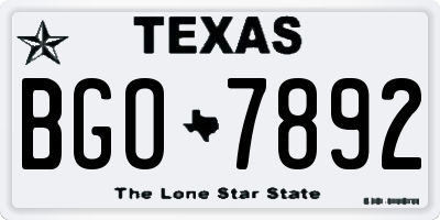 TX license plate BGO7892