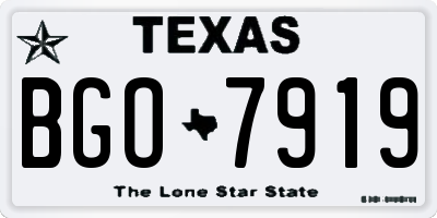 TX license plate BGO7919