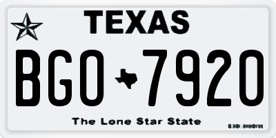 TX license plate BGO7920