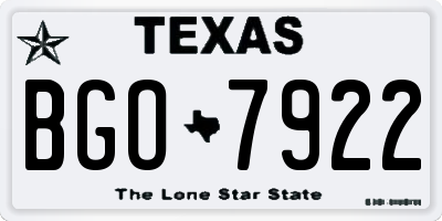 TX license plate BGO7922