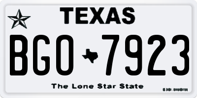 TX license plate BGO7923