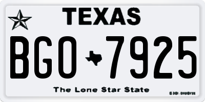 TX license plate BGO7925