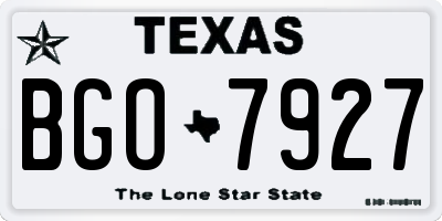 TX license plate BGO7927