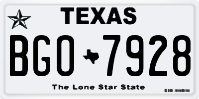 TX license plate BGO7928