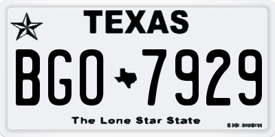 TX license plate BGO7929