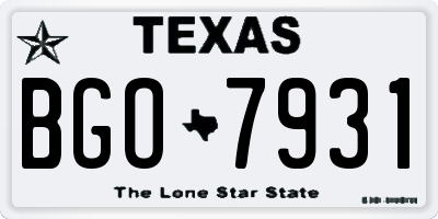 TX license plate BGO7931