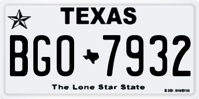 TX license plate BGO7932