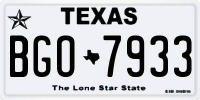TX license plate BGO7933