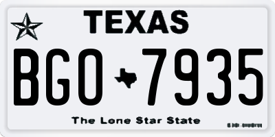 TX license plate BGO7935