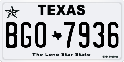 TX license plate BGO7936