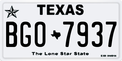 TX license plate BGO7937