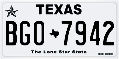 TX license plate BGO7942