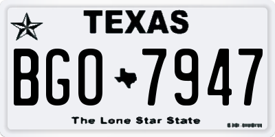 TX license plate BGO7947