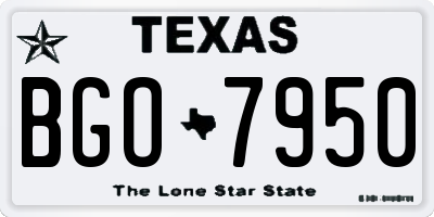 TX license plate BGO7950