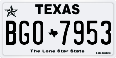 TX license plate BGO7953