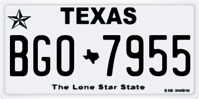 TX license plate BGO7955