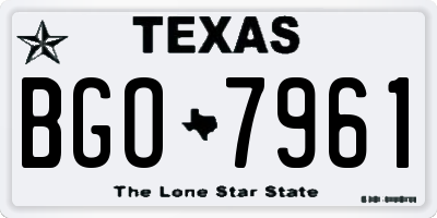 TX license plate BGO7961