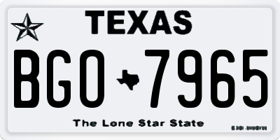 TX license plate BGO7965
