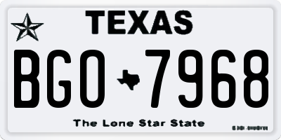 TX license plate BGO7968