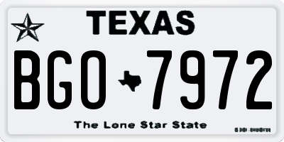 TX license plate BGO7972