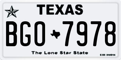 TX license plate BGO7978