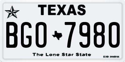 TX license plate BGO7980