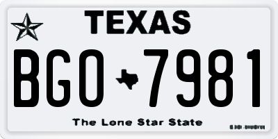 TX license plate BGO7981