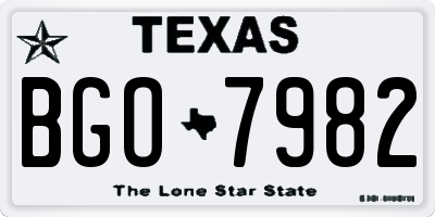 TX license plate BGO7982