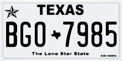 TX license plate BGO7985