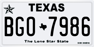 TX license plate BGO7986