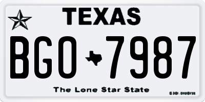 TX license plate BGO7987
