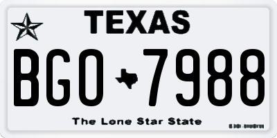 TX license plate BGO7988